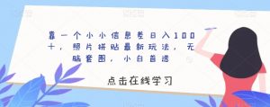 靠一个小小信息差日入100+,照片拼贴最新玩法,无脑套图,小白首选【揭秘】-互联网资源大全网