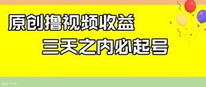 最新撸视频收益，三天之内必起号，一天保底100+【揭秘】-互联网资源大全网