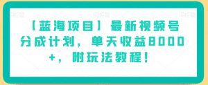 【蓝海项目】最新视频号分成计划,单天收益8000+,附玩法教程!-互联网资源大全网