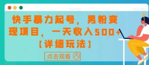 快手暴力起号，男粉变现项目，一天收入500+【详细玩法】【揭秘】-第一资源库