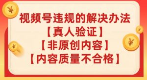 视频号【真人验证】【内容质量不合格】【非原创内容】的违规解决办法【揭秘】-互联网资源大全网