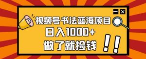 视频号书法蓝海项目，玩法简单，日入1000+【揭秘】-互联网资源大全网