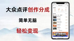 大众点评新玩法！零成本！新手也能每日轻松入袋300+！【揭秘】-第一资源库