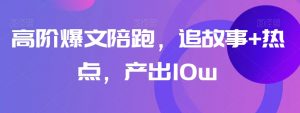 高阶爆文陪跑，追故事+热点，产出10w+-互联网资源大全网