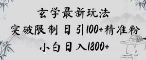 玄学新玩法，突破限制，日引100+精准粉，小白日入1800+【揭秘】-互联网资源大全网