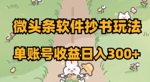 微头条软件抄书玩法,单账号收益日入300+【揭秘】-第一资源库