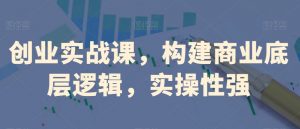 创业实战课,构建商业底层逻辑,实操性强-第一资源库