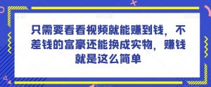 谁做过这么简单的项目?只需要看看视频就能赚到钱,不差钱的富豪还能换成实物,赚钱就是这么简单!【揭秘】-互联网资源大全网