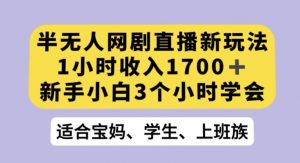 半无人网剧直播新玩法，1小时收入1700+，新手小白3小时学会【揭秘】-互联网资源大全网