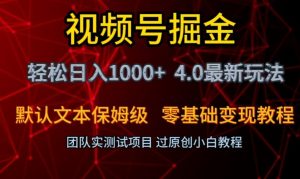 视频号掘金轻松日入1000+4.0最新保姆级玩法零基础变现教程【揭秘】-互联网资源大全网