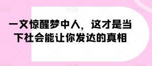 一文惊醒梦中人，这才是当下社会能让你发达的真相【公众号付费文章】-互联网资源大全网