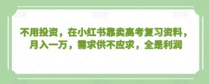不用投资,在小红书靠卖高考复习资料,月入一万,需求供不应求,全是利润【揭秘】-互联网资源大全网