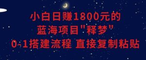 小白能日赚1800元的蓝海项目”释梦”0-1搭建流程可直接复制粘贴长期做【揭秘】-互联网资源大全网
