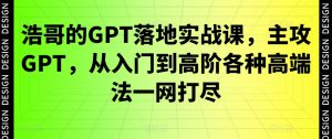 浩哥的GPT落地实战课，主攻GPT，从入门到高阶各种高端法一网打尽-互联网资源大全网