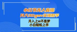 小红书无人直播月入30gmv实操教学,月入上w不是梦,小白轻松上手【揭秘】-互联网资源大全网