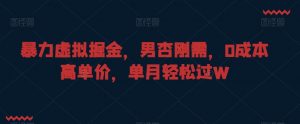 暴力虚拟掘金,男杏刚需,0成本高单价,单月轻松过W【揭秘】-第一资源库
