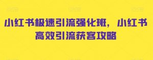 小红书极速引流强化班,小红书高效引流获客攻略-第一资源库