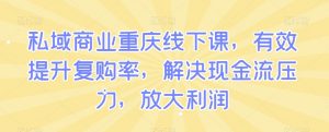 私域商业重庆线下课，有效提升复购率，解决现金流压力，放大利润-第一资源库