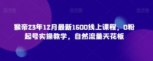 猴帝23年12月最新1600线上课程，0粉起号实操教学，自然流量天花板-互联网资源大全网