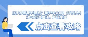 拼多多运营不理想？新手不会做？​15节系列课+2节直播课，直接掌握-互联网资源大全网