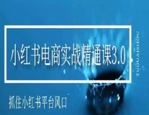小红书电商实战精通课3.0,抓住小红书平台的风口,不错过有一个赚钱的机会-第一资源库