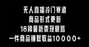 无人直播冷门赛道,商品形式更新,18种变现思路,一件商品赚取收益10000+【揭秘】-第一资源库