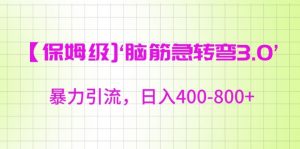 保姆级脑筋急转弯3.0,暴力引流,日入400-800+【揭秘】-第一资源库