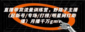直播带货流量训练营,野路子主播(起新号/专场/打榜/明星网红助播)月播千万gmv-第一资源库