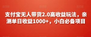 支付宝无人带货2.0高收益玩法，亲测单日收益1000+，小白必备项目【揭秘】-互联网资源大全网
