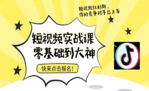 短视频零基础落地实操训练营,短视频实战课零基础到大神-第一资源库