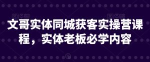 文哥实体同城获客实操营课程,实体老板必学内容-互联网资源大全网