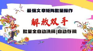 最强文章矩阵批量管理，自动洗稿，自动存稿，月入过万轻轻松松【揭秘】-互联网资源大全网
