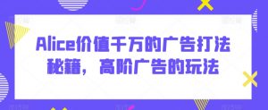 Alice价值千万的广告打法秘籍，高阶广告的玩法-互联网资源大全网