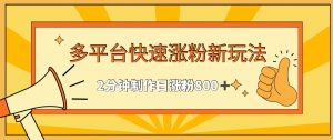 多平台快速涨粉最新玩法，2分钟制作，日涨粉800+【揭秘】-第一资源库