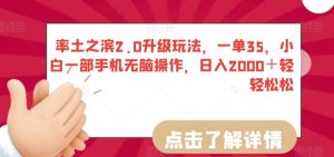 率土之滨2.0升级玩法,一单35,小白一部手机无脑操作,日入2000+轻轻松松【揭秘】-第一资源库