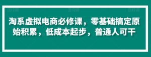 淘系虚拟电商必修课，零基础搞定原始积累，低成本起步，普通人可干-互联网资源大全网
