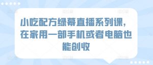 小吃配方绿幕直播系列课，在家用一部手机或者电脑也能创收-第一资源库