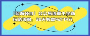 【蓝海项目】公众号流量主全新玩法攻略：30天收益42174元【揭秘】-第一资源库
