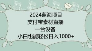 2024年蓝海项目,支付宝素材直播,无需出境,小白也能日入1000+ ,实操教程【揭秘】-互联网资源大全网