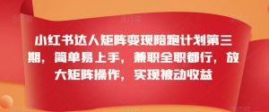 小红书达人矩阵变现陪跑计划第三期,简单易上手,兼职全职都行,放大矩阵操作,实现被动收益-互联网资源大全网