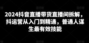 2024抖音直播带货直播间拆解,抖运营从入门到精通,普通人谋生最有效技能-互联网资源大全网