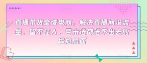 直播带货全域电商,解决直播间没流量,留不住人,亏米送都送不出去的尴尬局面-互联网资源大全网
