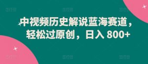 中视频历史解说蓝海赛道,轻松过原创,日入 800+【揭秘】-互联网资源大全网