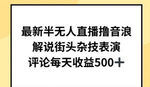 最新半无人直播撸音浪,解说街头杂技表演,平均每天收益500+【揭秘】-互联网资源大全网