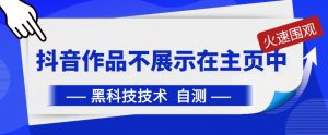 抖音黑科技：抖音作品不展示在主页中【揭秘】-互联网资源大全网