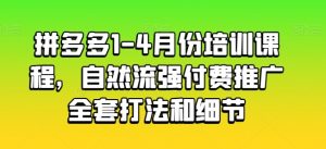 拼多多1-4月份培训课程，自然流强付费推广全套打法和细节-互联网资源大全网