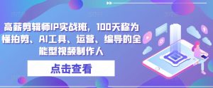 高薪剪辑师IP实战班，100天称为懂拍剪、AI工具、运营、编导的全能型视频制作人-第一资源库