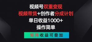 视频号双重变现,视频带货+创作者分成计划 , 操作简单,矩阵收益叠加【揭秘】-第一资源库