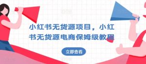 小红书无货源项目，小红书无货源电商保姆级教程【揭秘】-互联网资源大全网
