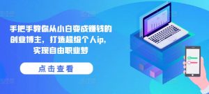 手把手教你从小白变成赚钱的创业博主，打造超级个人ip，实现自由职业梦-互联网资源大全网